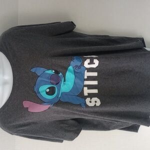 Women's 2X Grey Cute Lilo & Stitch Disney Cotton Blend Graphic Tee